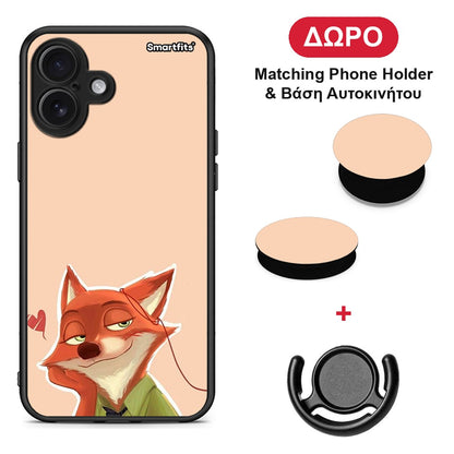 Nick Wilde And Judy Hopps Love 1 - iPhone 16 Plus θήκη + Δώρο Phone Holder & Βάση Αυτοκινήτου