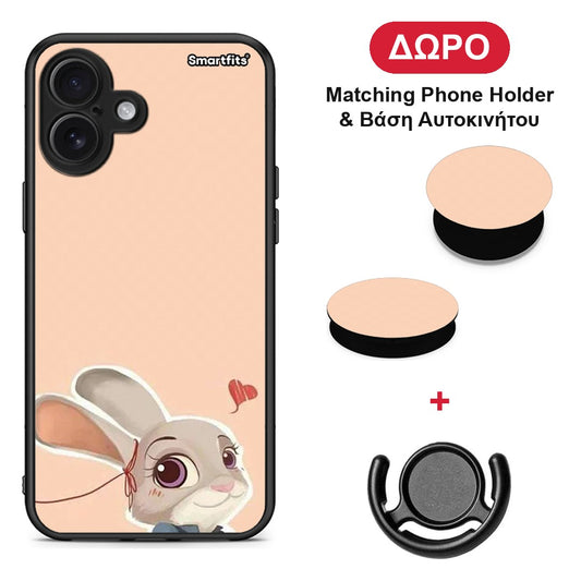 Nick Wilde And Judy Hopps Love 2 - iPhone 16 Plus θήκη + Δώρο Phone Holder & Βάση Αυτοκινήτου