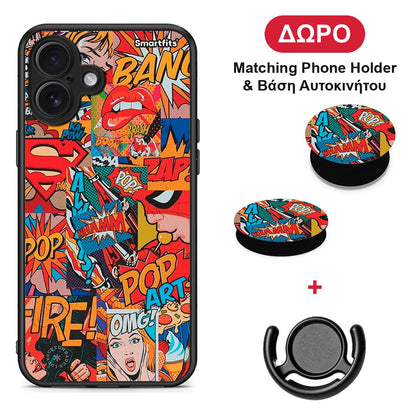 PopArt OMG - iPhone 16 Plus θήκη + Δώρο Phone Holder & Βάση Αυτοκινήτου