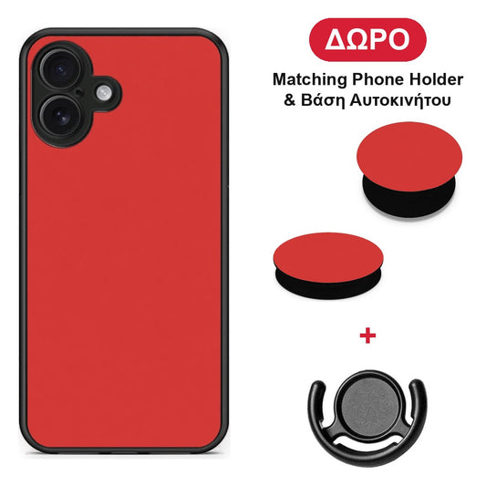 Poppy Red - iPhone 16 Plus θήκη + Δώρο Phone Holder & Βάση Αυτοκινήτου