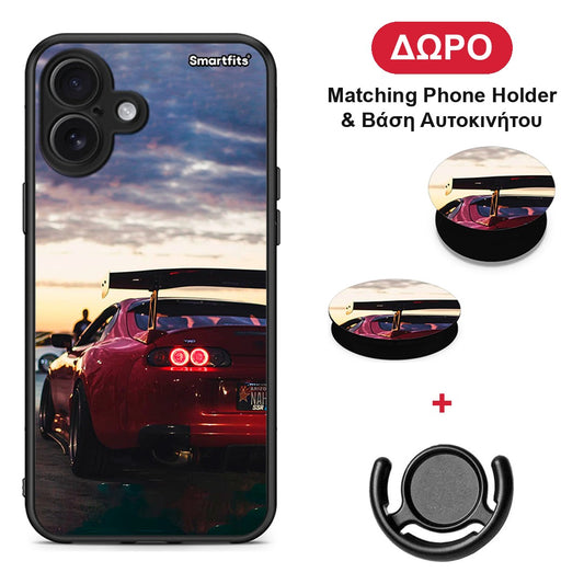 Racing Supra - iPhone 16 Plus θήκη + Δώρο Phone Holder & Βάση Αυτοκινήτου