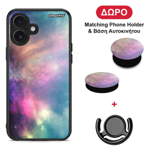 Galactic Rainbow - iPhone 16 Plus θήκη + Δώρο Phone Holder & Βάση Αυτοκινήτου