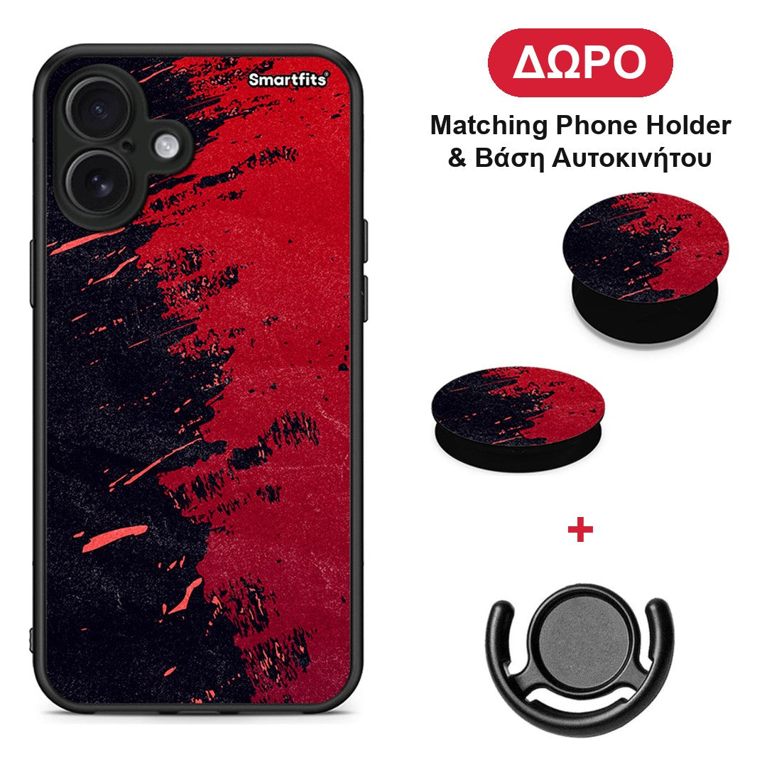 Red Paint - iPhone 16 Plus θήκη + Δώρο Phone Holder & Βάση Αυτοκινήτου