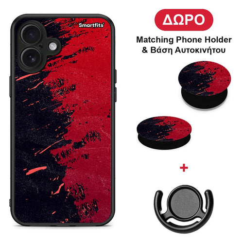 Red Paint - iPhone 16 Plus θήκη + Δώρο Phone Holder & Βάση Αυτοκινήτου