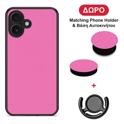 Rose Pink - iPhone 16 Plus θήκη + Δώρο Phone Holder & Βάση Αυτοκινήτου