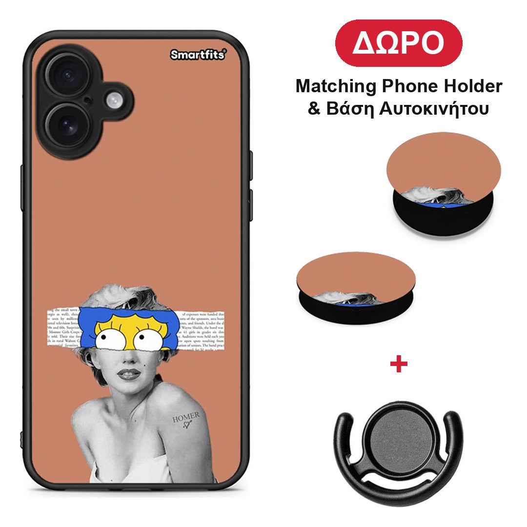 Sim Merilyn - iPhone 16 Plus θήκη + Δώρο Phone Holder & Βάση Αυτοκινήτου