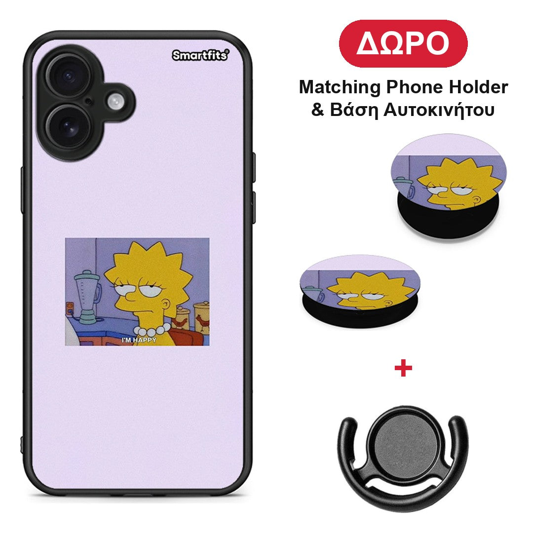 So Happy - iPhone 16 Plus θήκη + Δώρο Phone Holder & Βάση Αυτοκινήτου