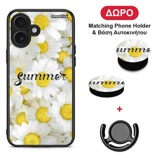 Summer Daisies - iPhone 16 Plus θήκη + Δώρο Phone Holder & Βάση Αυτοκινήτου