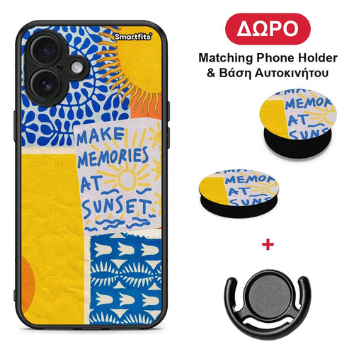 Sunset Memories - iPhone 16 Plus θήκη + Δώρο Phone Holder & Βάση Αυτοκινήτου