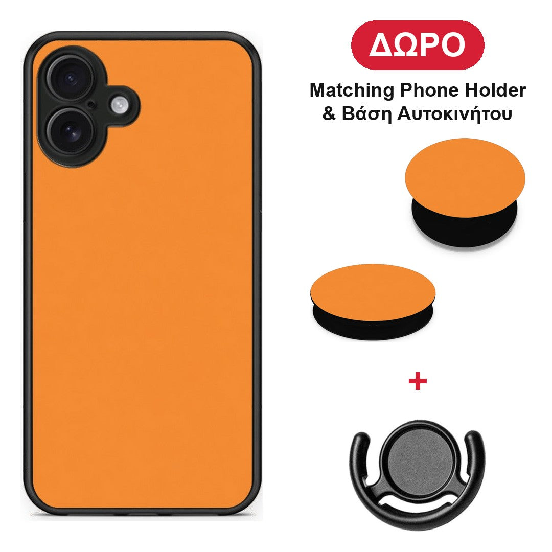 Tangerine Orange - iPhone 16 Plus θήκη + Δώρο Phone Holder & Βάση Αυτοκινήτου