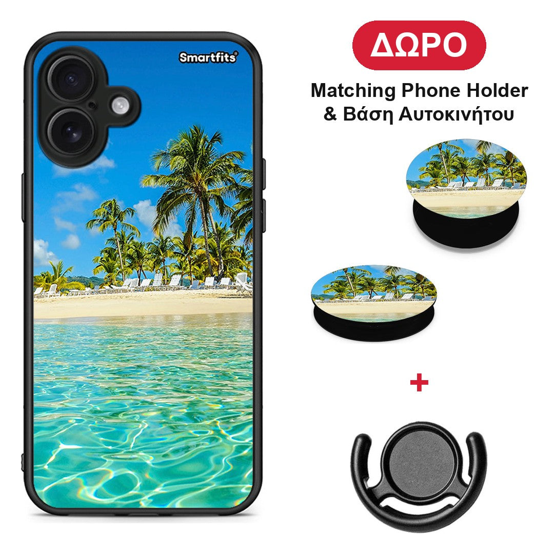 Tropical Vibes - iPhone 16 Plus θήκη + Δώρο Phone Holder & Βάση Αυτοκινήτου