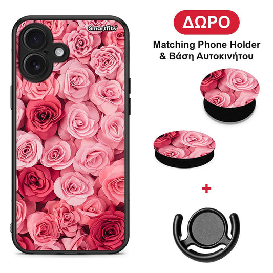 Valentine RoseGarden - iPhone 16 Plus θήκη + Δώρο Phone Holder & Βάση Αυτοκινήτου