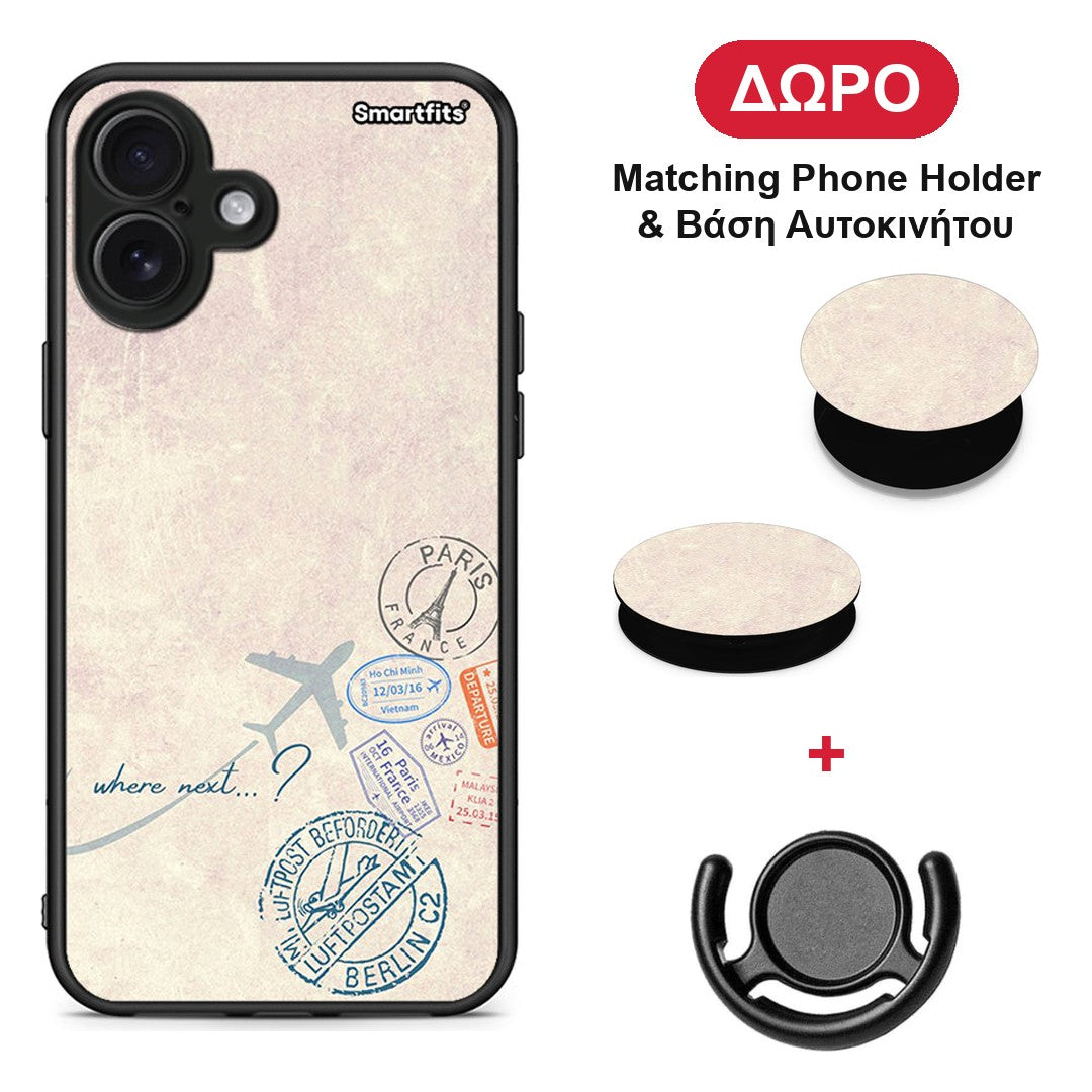 Where Next - iPhone 16 Plus θήκη + Δώρο Phone Holder & Βάση Αυτοκινήτου
