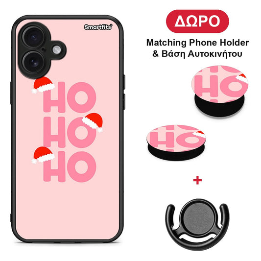 Xmas Ho Ho Ho - iPhone 16 Plus θήκη + Δώρο Phone Holder & Βάση Αυτοκινήτου