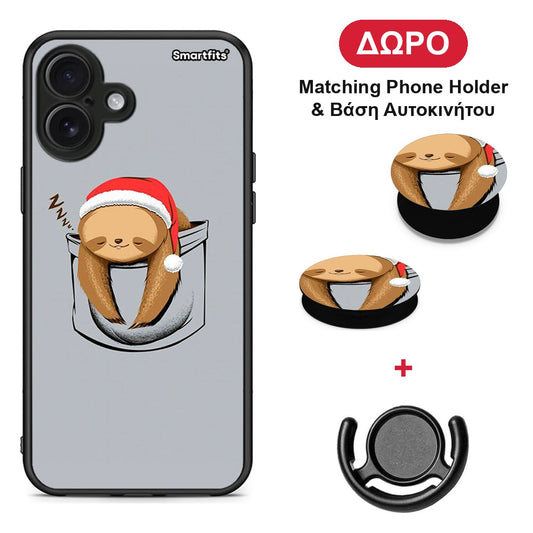 Xmas Zzzz - iPhone 16 Plus θήκη + Δώρο Phone Holder & Βάση Αυτοκινήτου