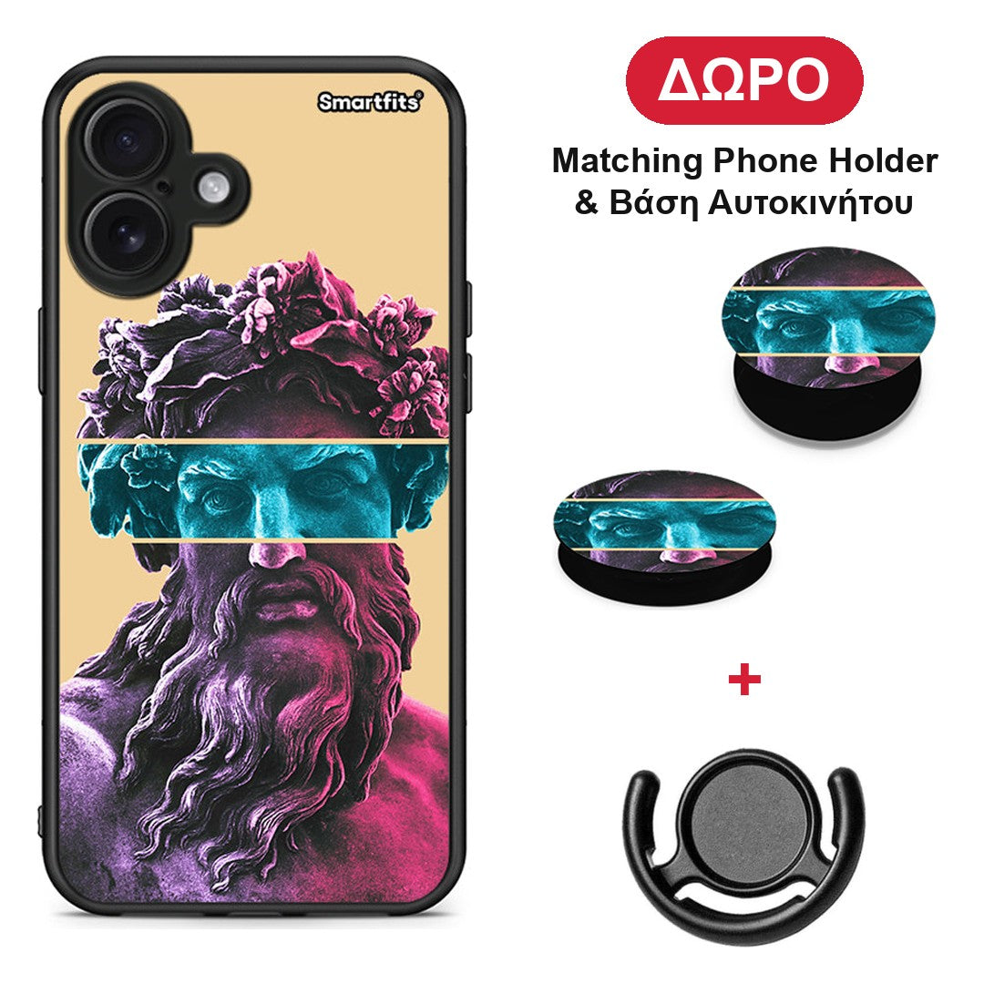 Zeus Art - iPhone 16 Plus θήκη + Δώρο Phone Holder & Βάση Αυτοκινήτου