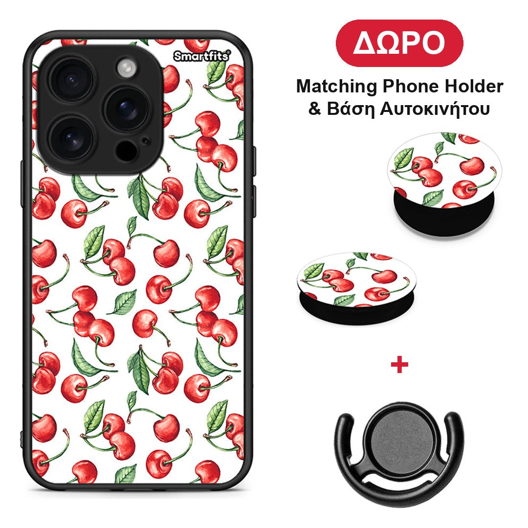 Cherry Summer - iPhone 16 Pro θήκη + Δώρο Phone Holder & Βάση Αυτοκινήτου