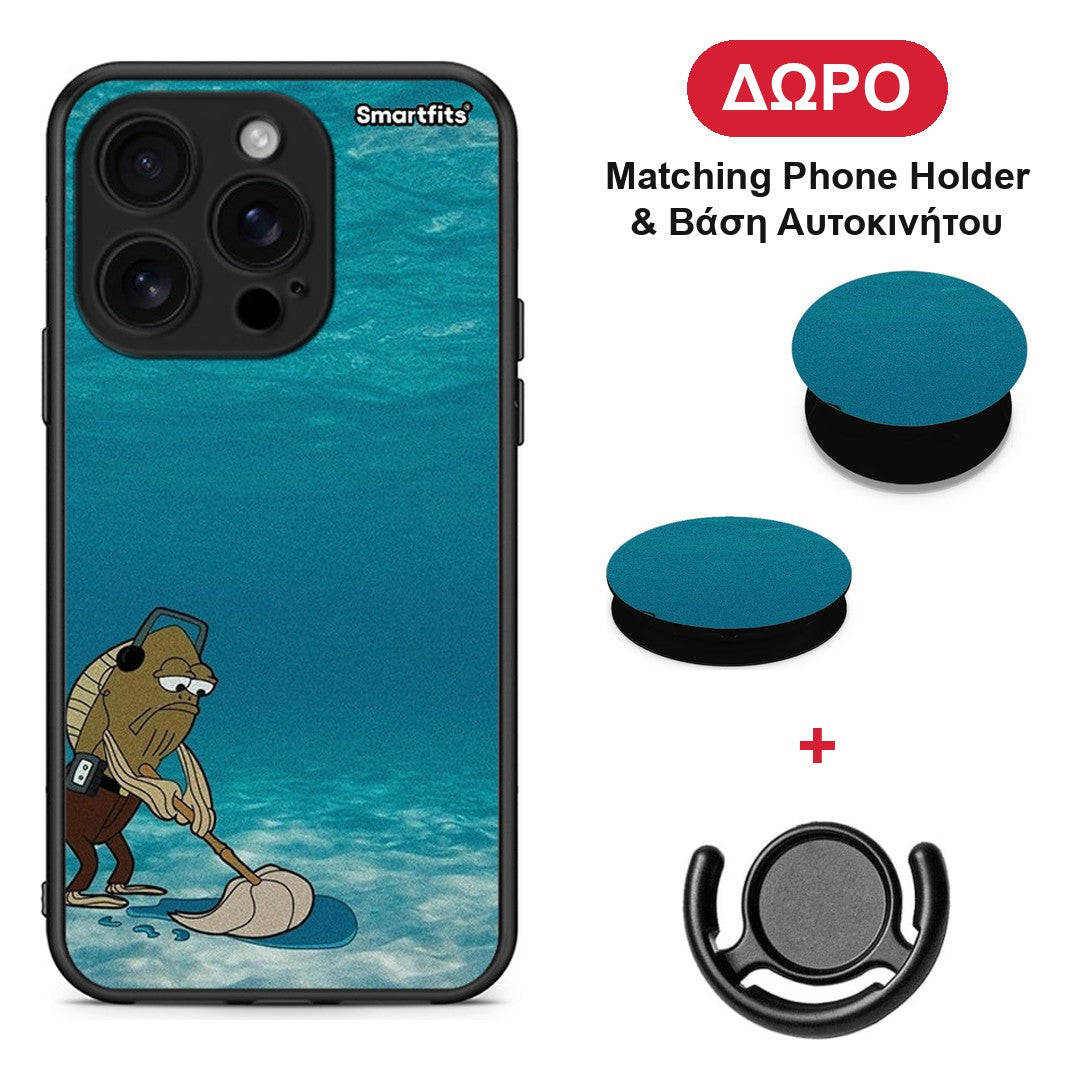 Clean The Ocean - iPhone 16 Pro θήκη + Δώρο Phone Holder & Βάση Αυτοκινήτου