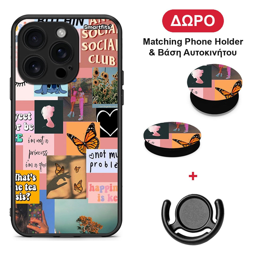 Collage Bitchin - iPhone 16 Pro θήκη + Δώρο Phone Holder & Βάση Αυτοκινήτου