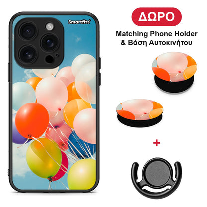 Colorful Balloons - iPhone 16 Pro θήκη + Δώρο Phone Holder & Βάση Αυτοκινήτου