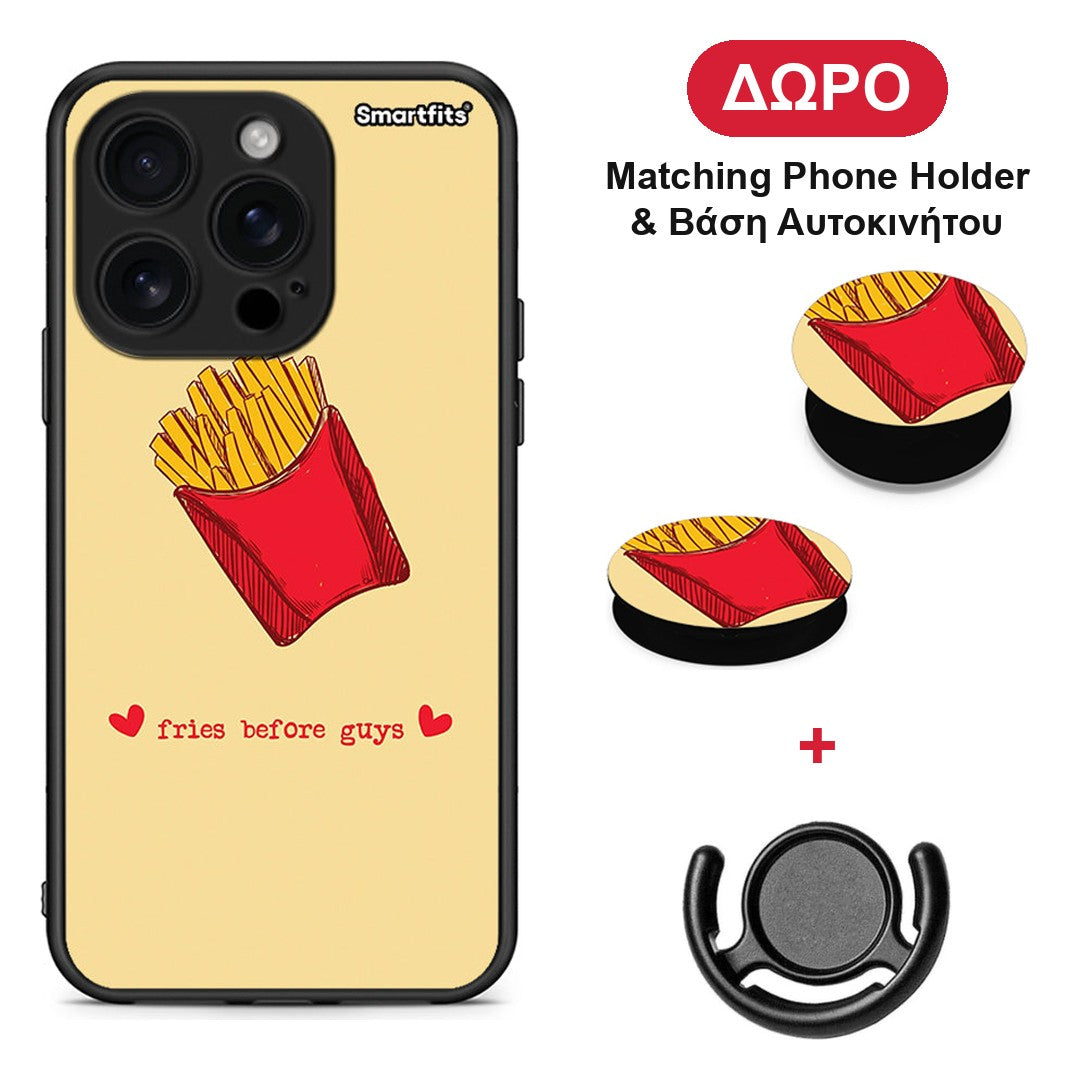 Fries Before Guys - iPhone 16 Pro θήκη + Δώρο Phone Holder & Βάση Αυτοκινήτου