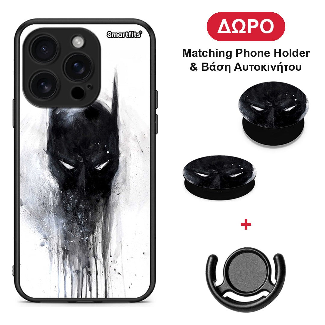 Hero Paint Bat - iPhone 16 Pro θήκη + Δώρο Phone Holder & Βάση Αυτοκινήτου