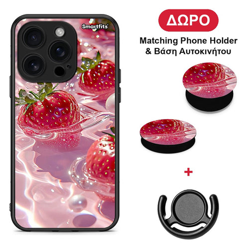 Juicy Strawberries - iPhone 16 Pro θήκη + Δώρο Phone Holder & Βάση Αυτοκινήτου
