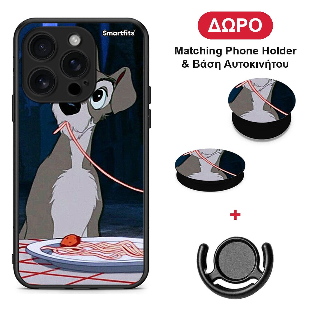 Lady And Tramp 1 - iPhone 16 Pro θήκη + Δώρο Phone Holder & Βάση Αυτοκινήτου
