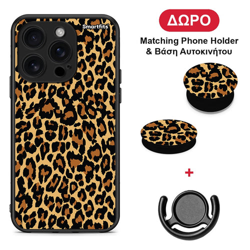 Animal Leopard - iPhone 16 Pro θήκη + Δώρο Phone Holder & Βάση Αυτοκινήτου