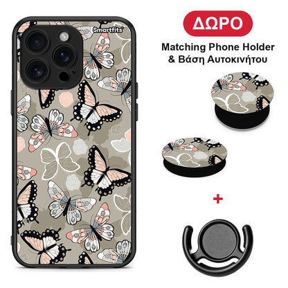 Boho Butterflies - iPhone 16 Pro Max θήκη + Δώρο Phone Holder & Βάση Αυτοκινήτου