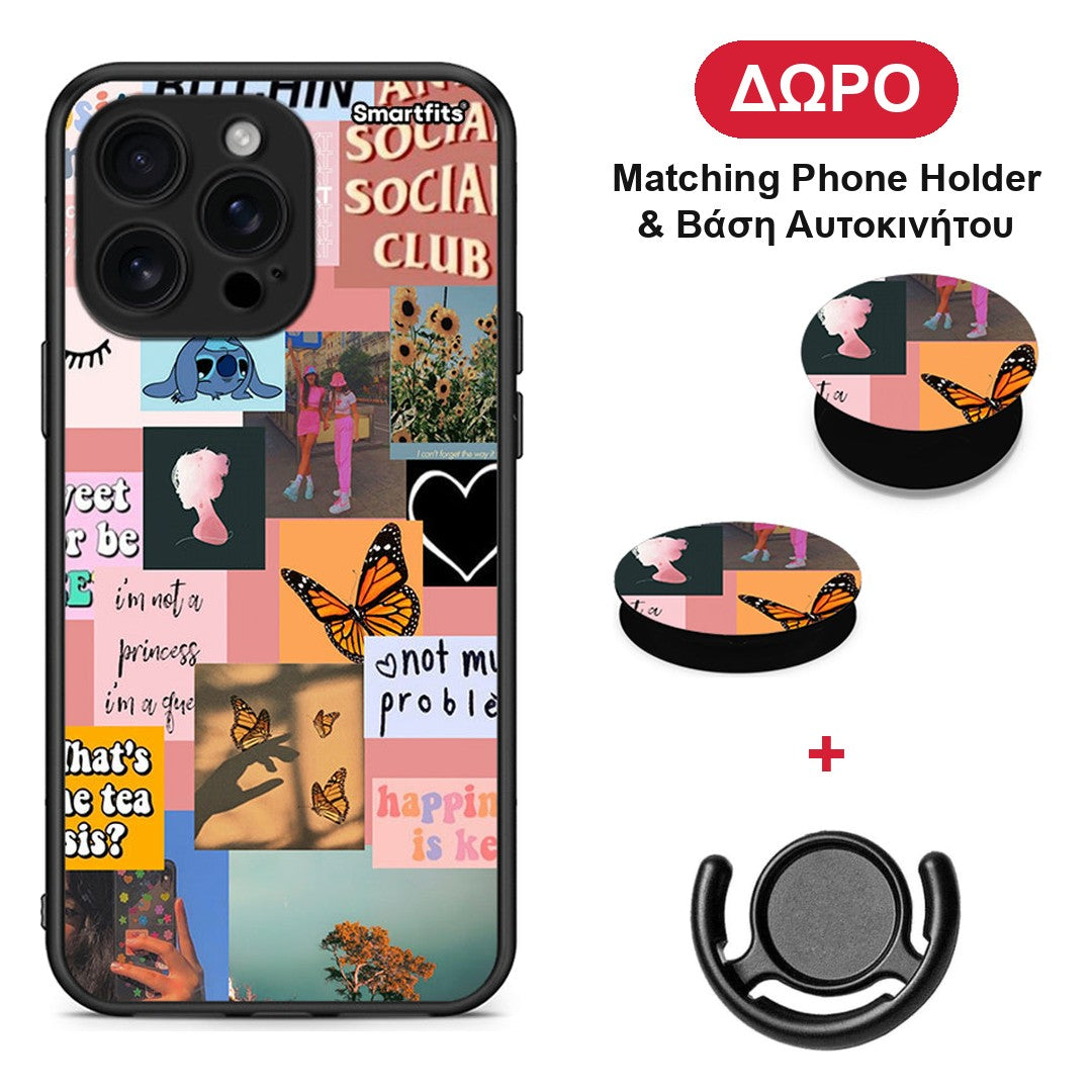 Collage Bitchin - iPhone 16 Pro Max θήκη + Δώρο Phone Holder & Βάση Αυτοκινήτου