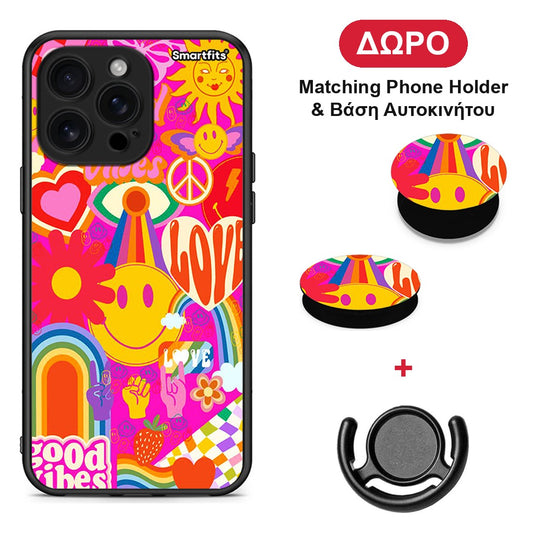 Hippie Love - iPhone 16 Pro Max θήκη + Δώρο Phone Holder & Βάση Αυτοκινήτου