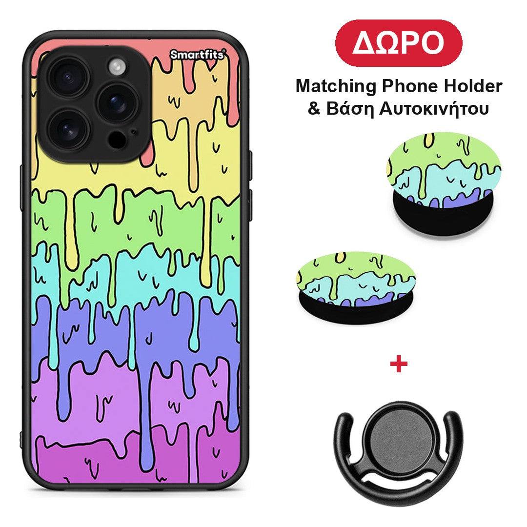 Melting Rainbow - iPhone 16 Pro Max θήκη + Δώρο Phone Holder & Βάση Αυτοκινήτου