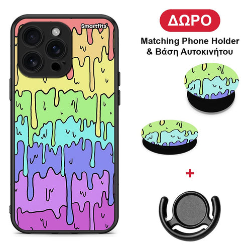 Melting Rainbow - iPhone 16 Pro Max θήκη + Δώρο Phone Holder & Βάση Αυτοκινήτου