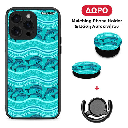 Swimming Dolphins - iPhone 16 Pro Max θήκη + Δώρο Phone Holder & Βάση Αυτοκινήτου