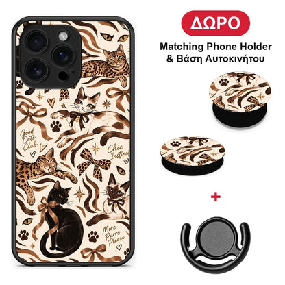 Wild Cats and Animal Print Collage - iPhone 16 Pro Max θήκη + Δώρο Phone Holder & Βάση Αυτοκινήτου