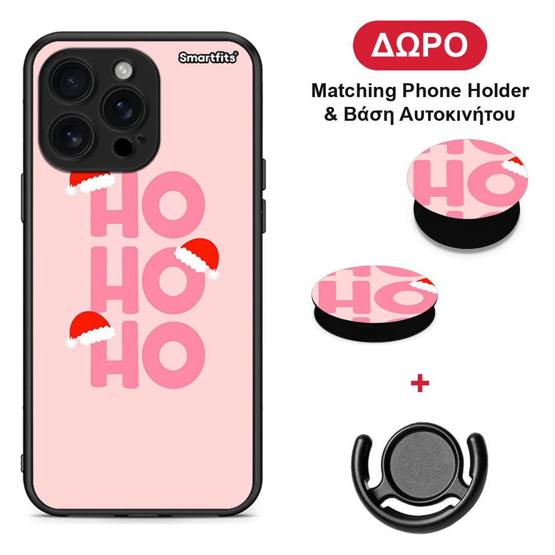 Xmas Ho Ho Ho - iPhone 16 Pro Max θήκη + Δώρο Phone Holder & Βάση Αυτοκινήτου
