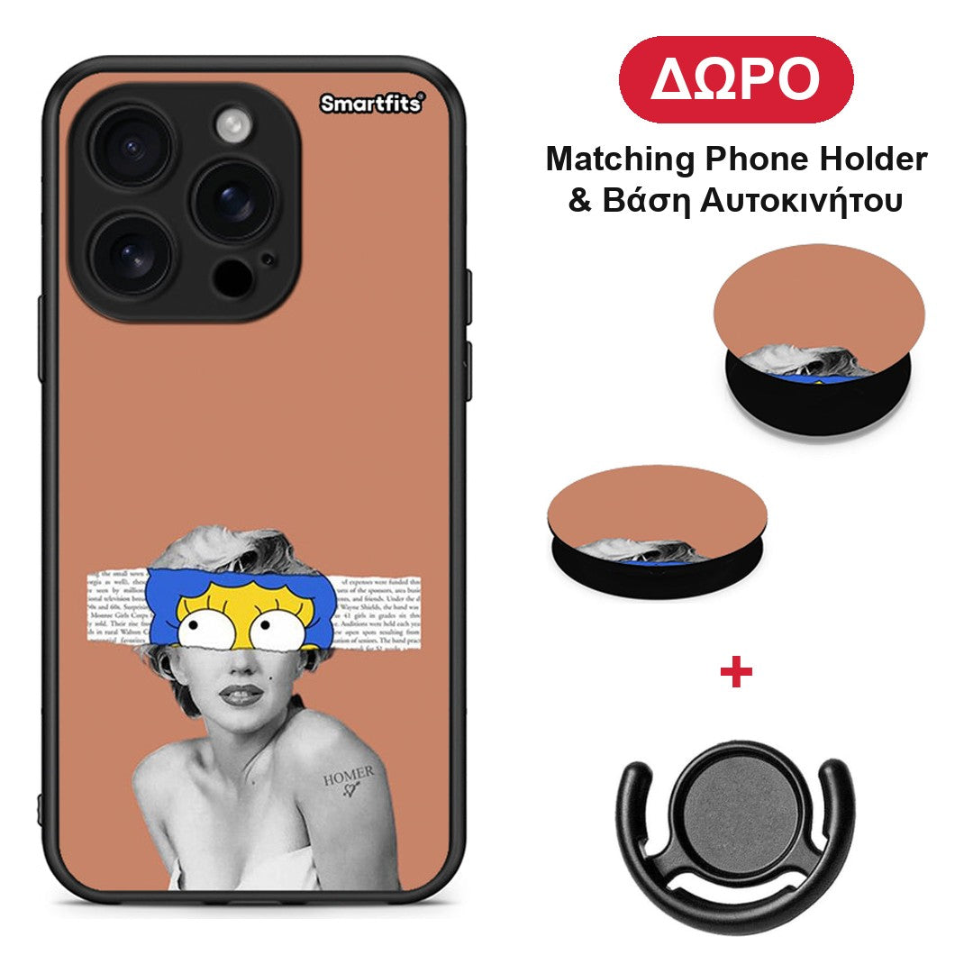 Sim Merilyn - iPhone 16 Pro θήκη + Δώρο Phone Holder & Βάση Αυτοκινήτου