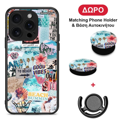 Summer Vibes - iPhone 16 Pro θήκη + Δώρο Phone Holder & Βάση Αυτοκινήτου
