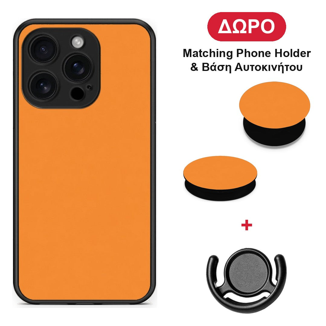 Tangerine Orange - iPhone 16 Pro θήκη + Δώρο Phone Holder & Βάση Αυτοκινήτου