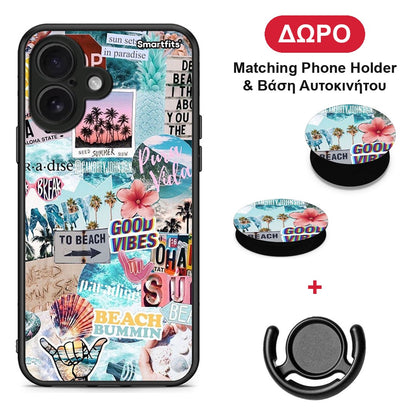 Summer Vibes - iPhone 16 θήκη + Δώρο Phone Holder & Βάση Αυτοκινήτου