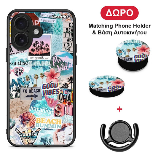 Summer Vibes - iPhone 16 θήκη + Δώρο Phone Holder & Βάση Αυτοκινήτου