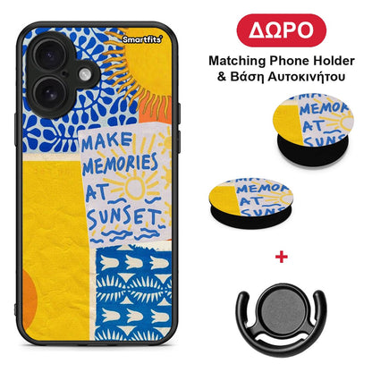 Sunset Memories - iPhone 16 θήκη + Δώρο Phone Holder & Βάση Αυτοκινήτου