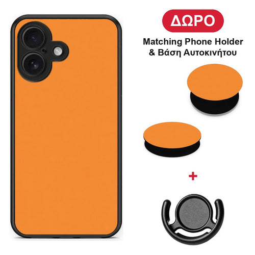 Tangerine Orange - iPhone 16 θήκη + Δώρο Phone Holder & Βάση Αυτοκινήτου