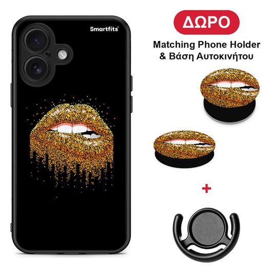 Valentine Golden - iPhone 16 θήκη + Δώρο Phone Holder & Βάση Αυτοκινήτου