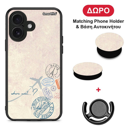 Where Next - iPhone 16 θήκη + Δώρο Phone Holder & Βάση Αυτοκινήτου