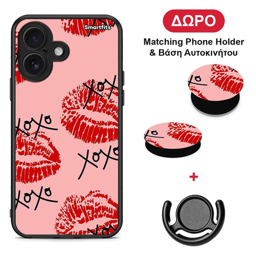 XOXO Lips - iPhone 16 θήκη + Δώρο Phone Holder & Βάση Αυτοκινήτου