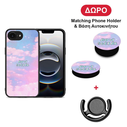 Anti Social - iPhone 16e θήκη + Δώρο Phone Holder & Βάση Αυτοκινήτου
