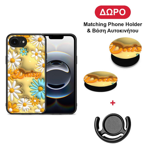 Bubble Daisies - iPhone 16e θήκη + Δώρο Phone Holder & Βάση Αυτοκινήτου