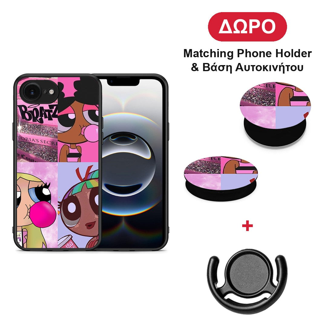 Bubble Girls - iPhone 16e θήκη + Δώρο Phone Holder & Βάση Αυτοκινήτου